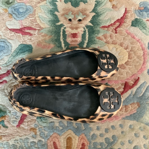 Tory Burch Minnie Leopard Patent Leather Travel Ballet Flats Sz 6.5 - Picture 4 of 12